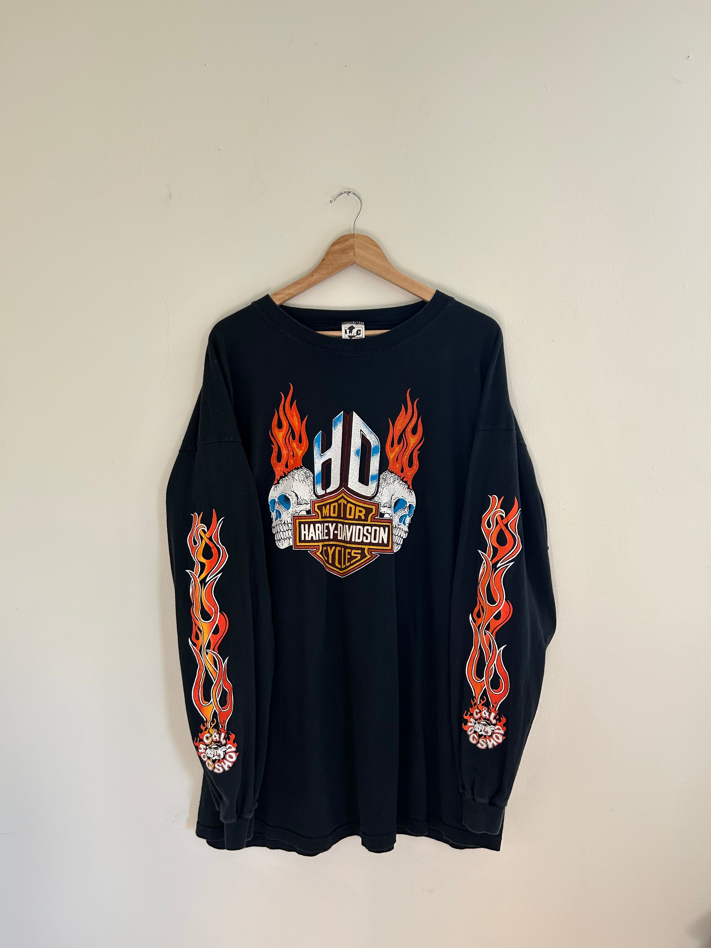 Skull Harley Flame Sleeve