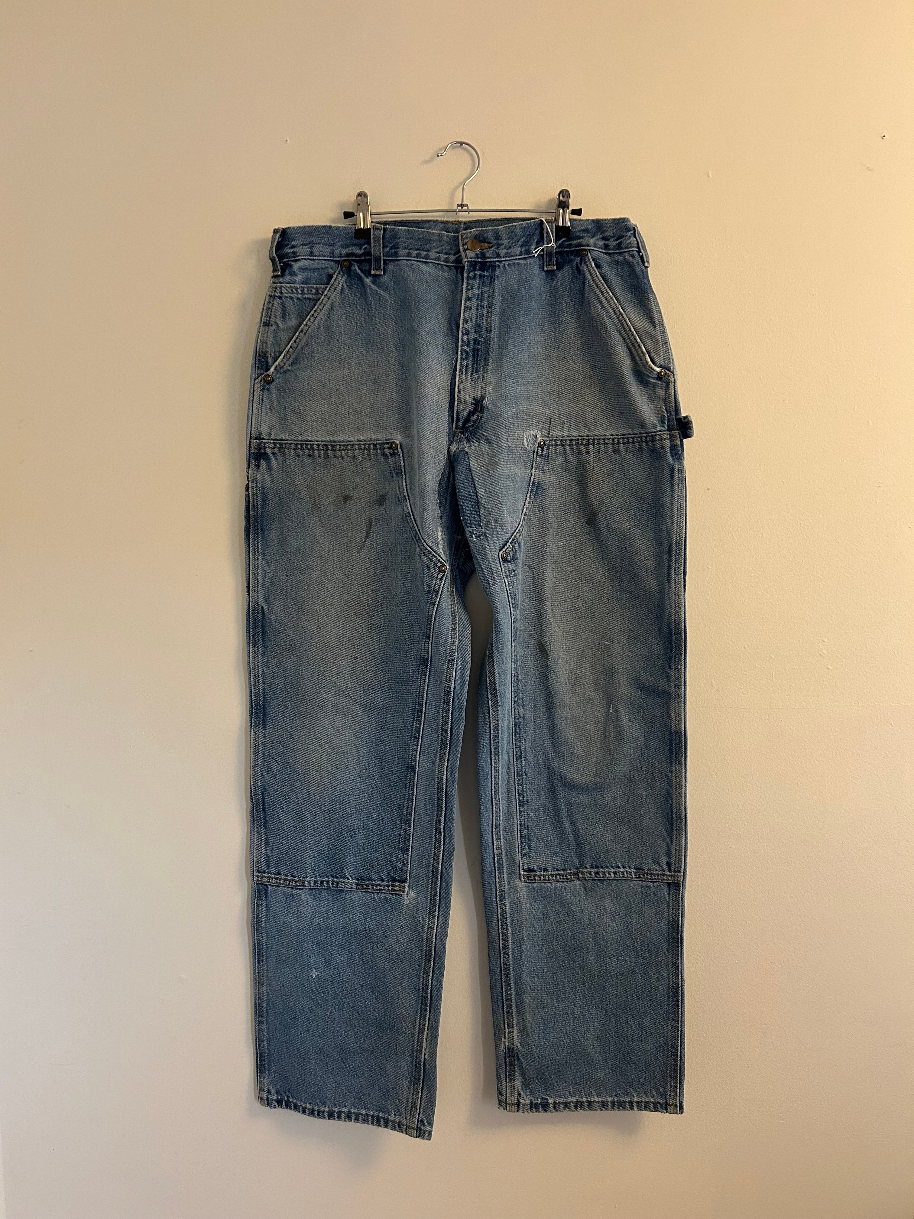 Faded & Repaired Denim Double Knees