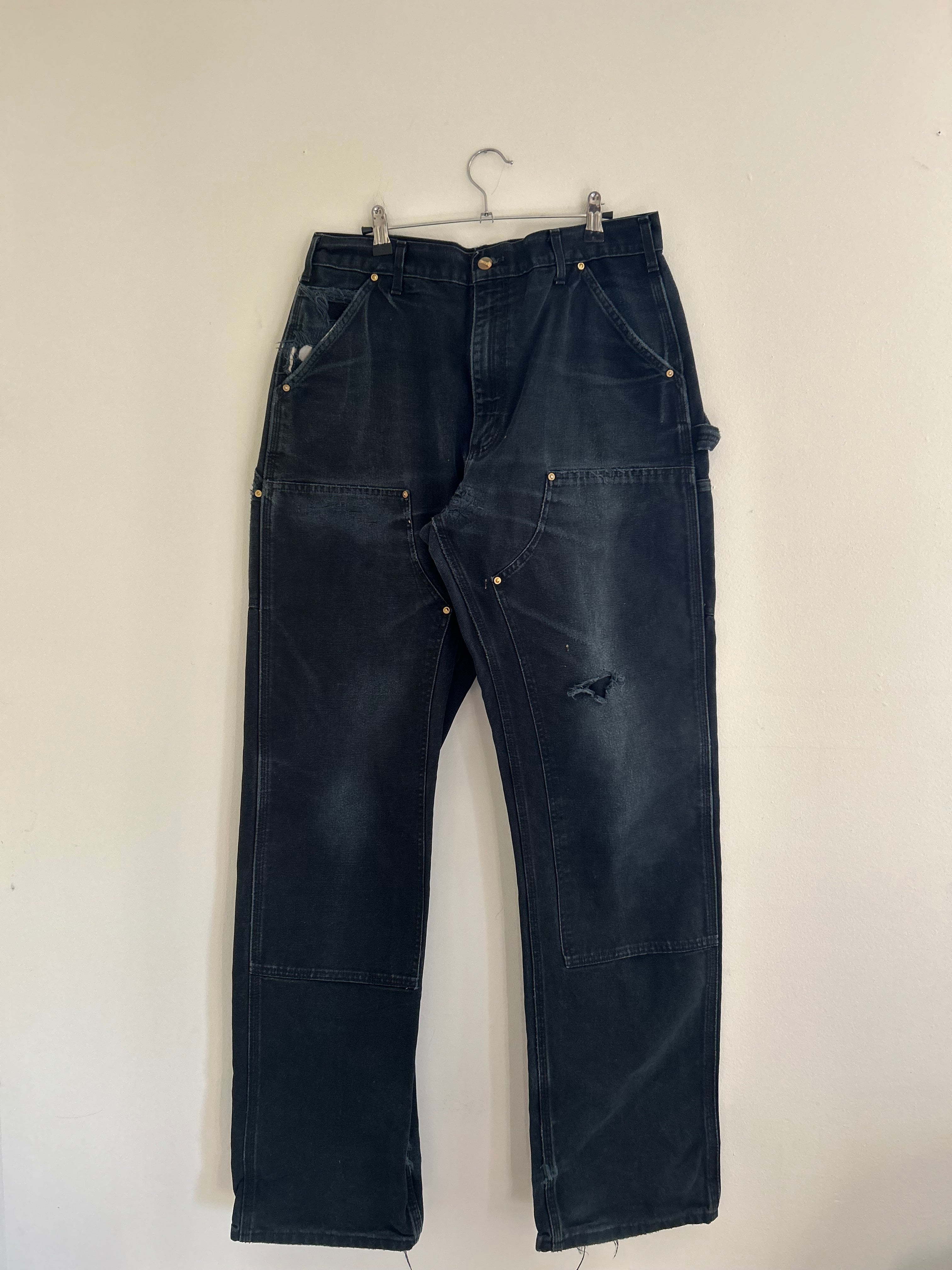 Black Distressed Double Knee