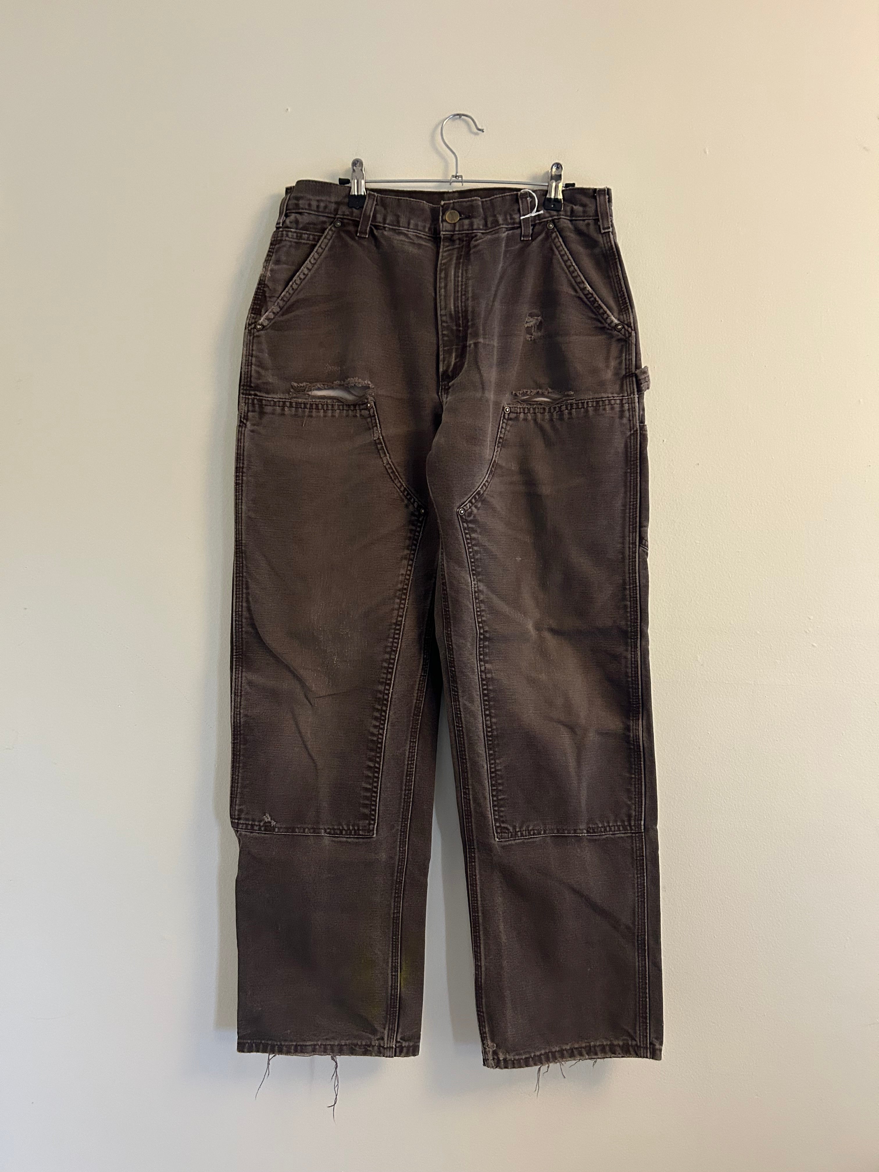 Faded & Distressed Brown Double Knees