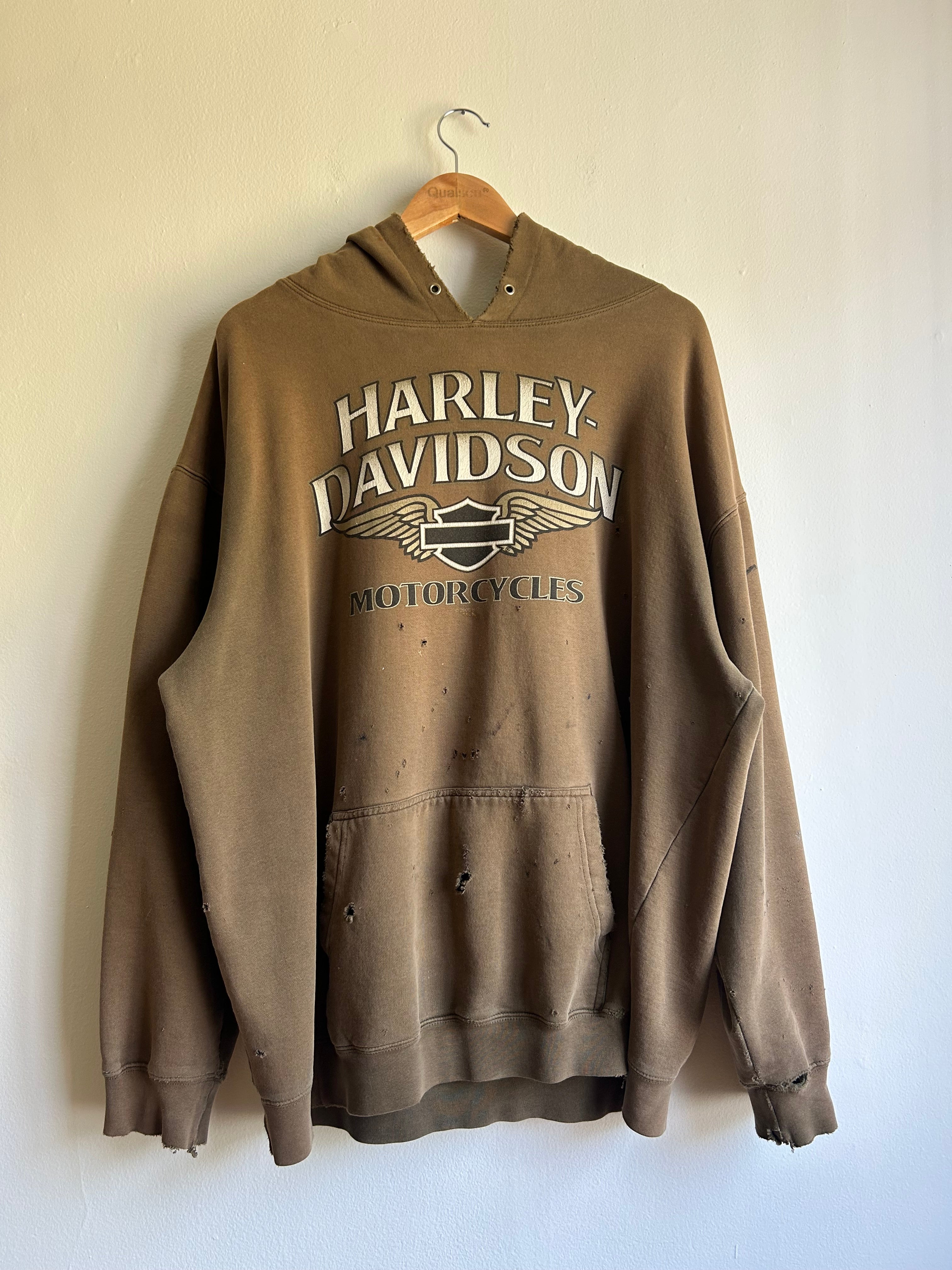 Brown Harley Davidson Distressed Hood