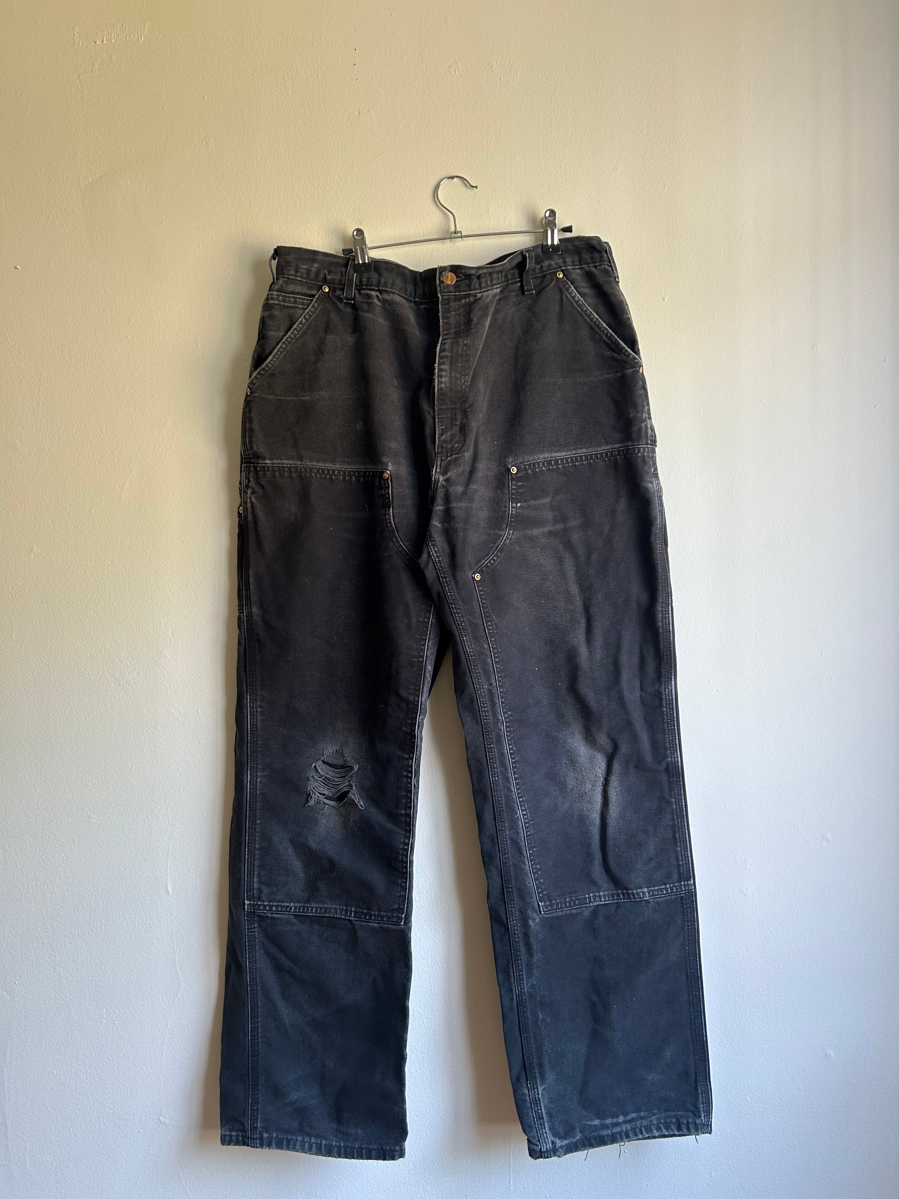Faded Thrashed Black Carhartt Double Knee
