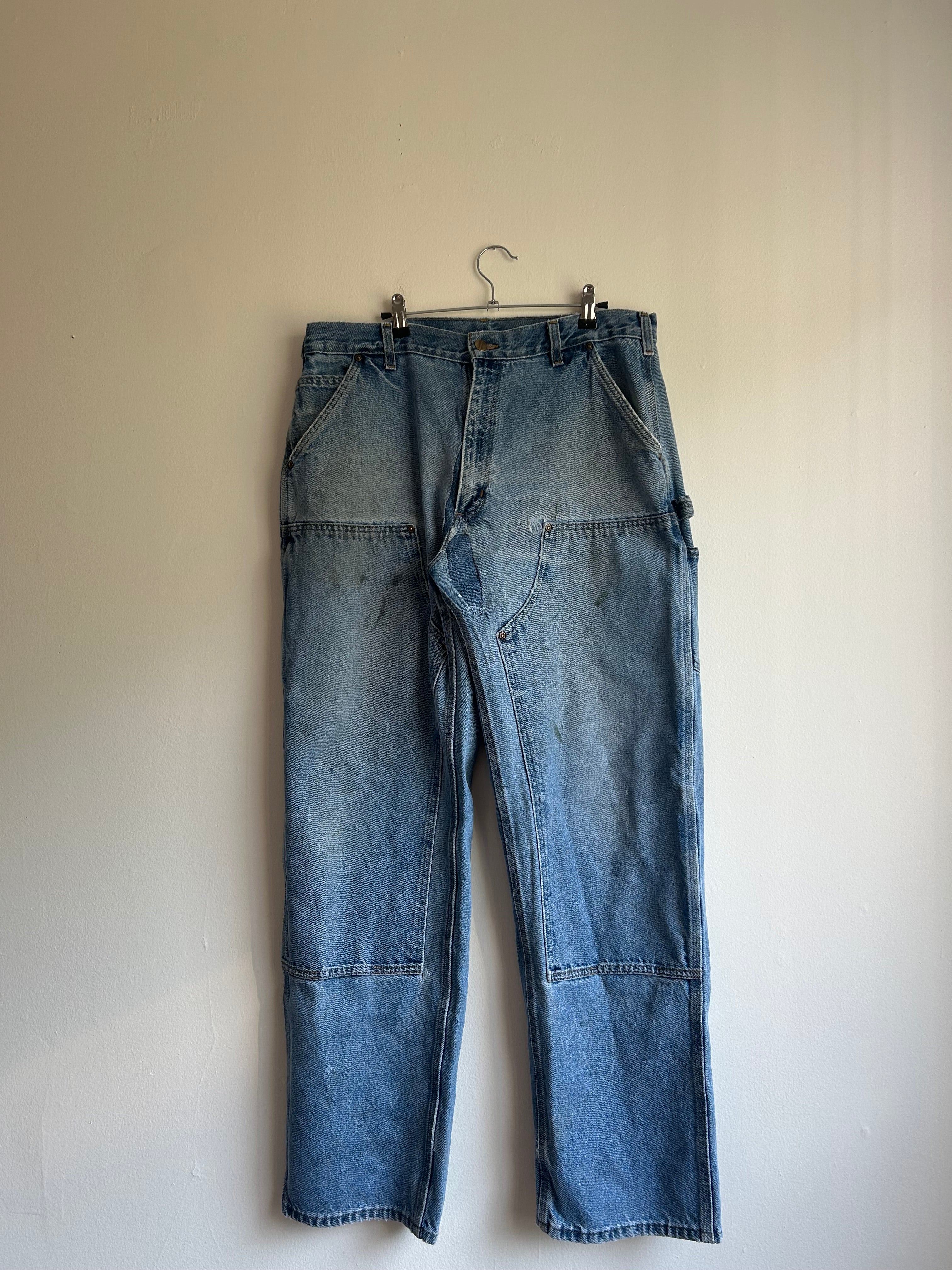 Repaired Faded Carhartt Denim Double Knees