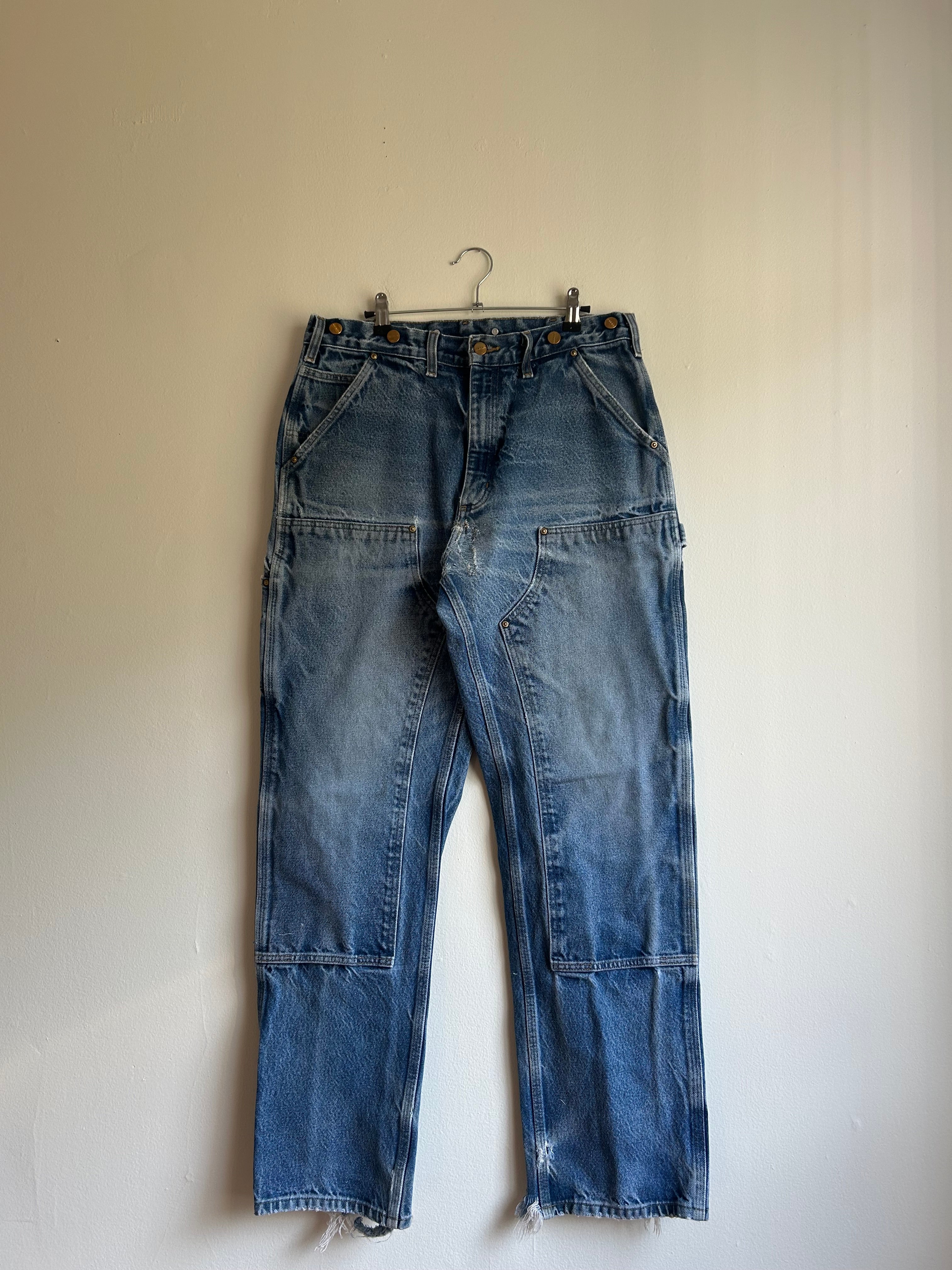 Faded Heel Dragged Denim Double Knees