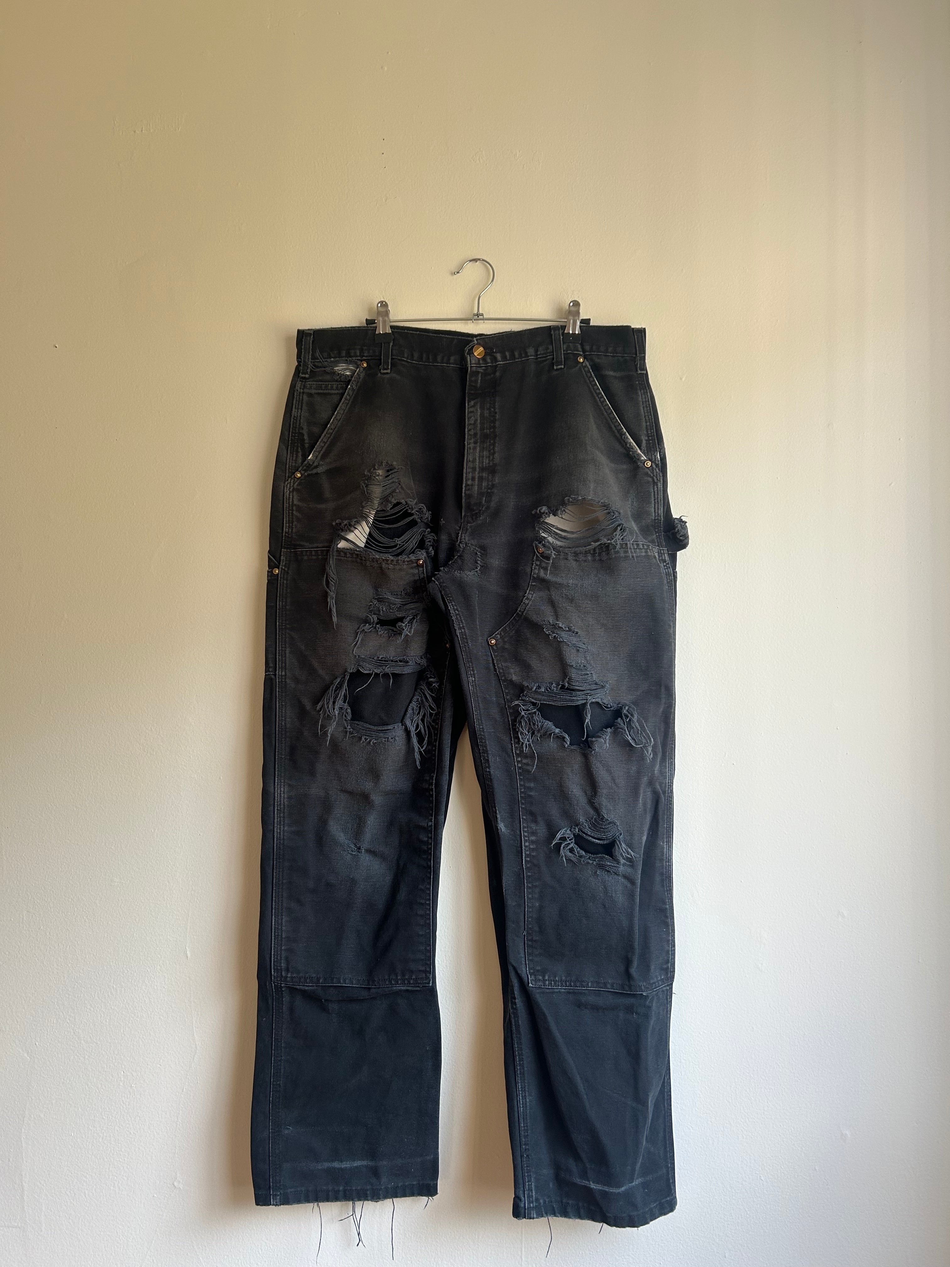Distressed & Thrashed Carhartt Black Double Knee