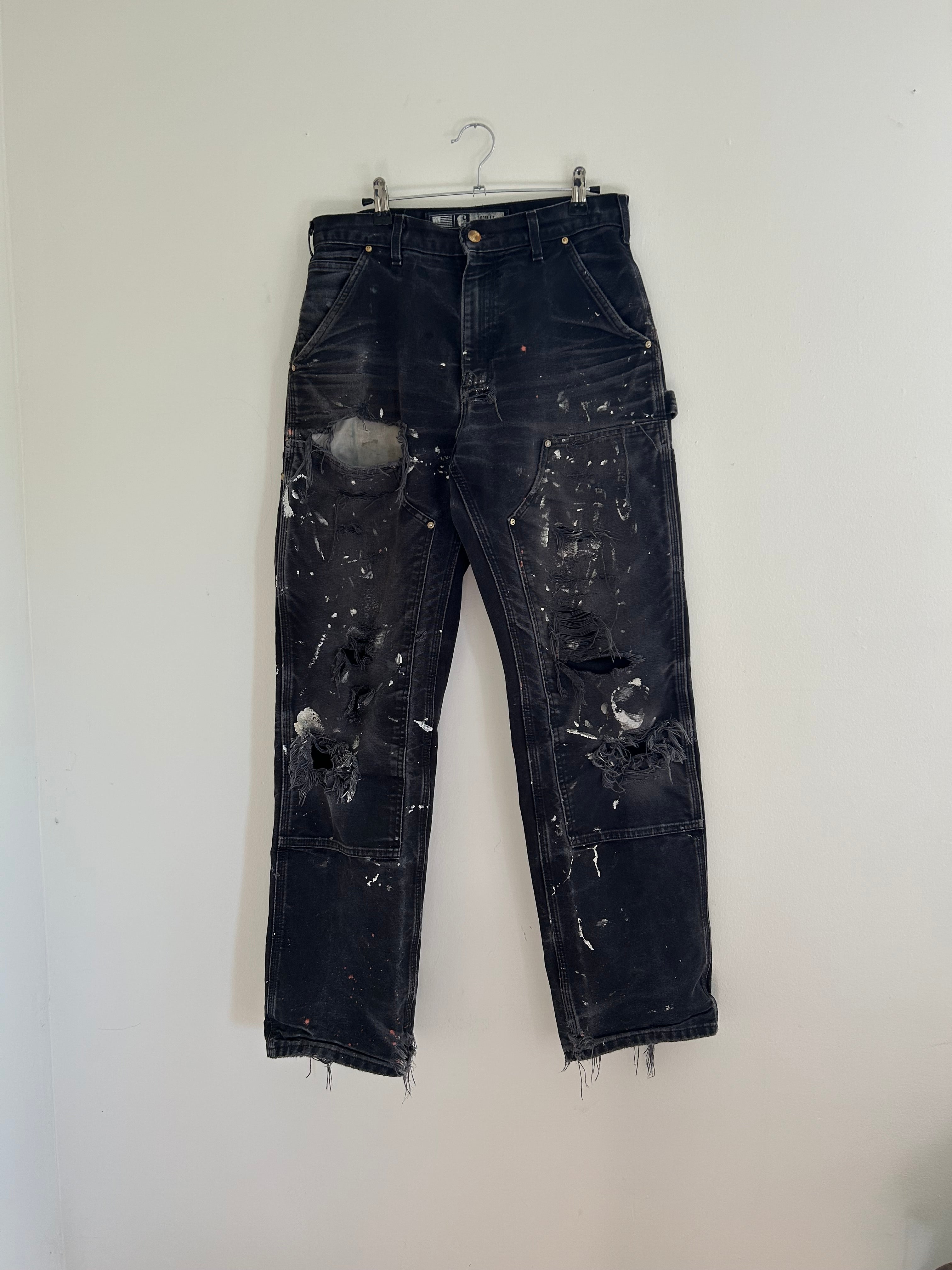 Extremely Thrashed and Faded Carhartt Black Double