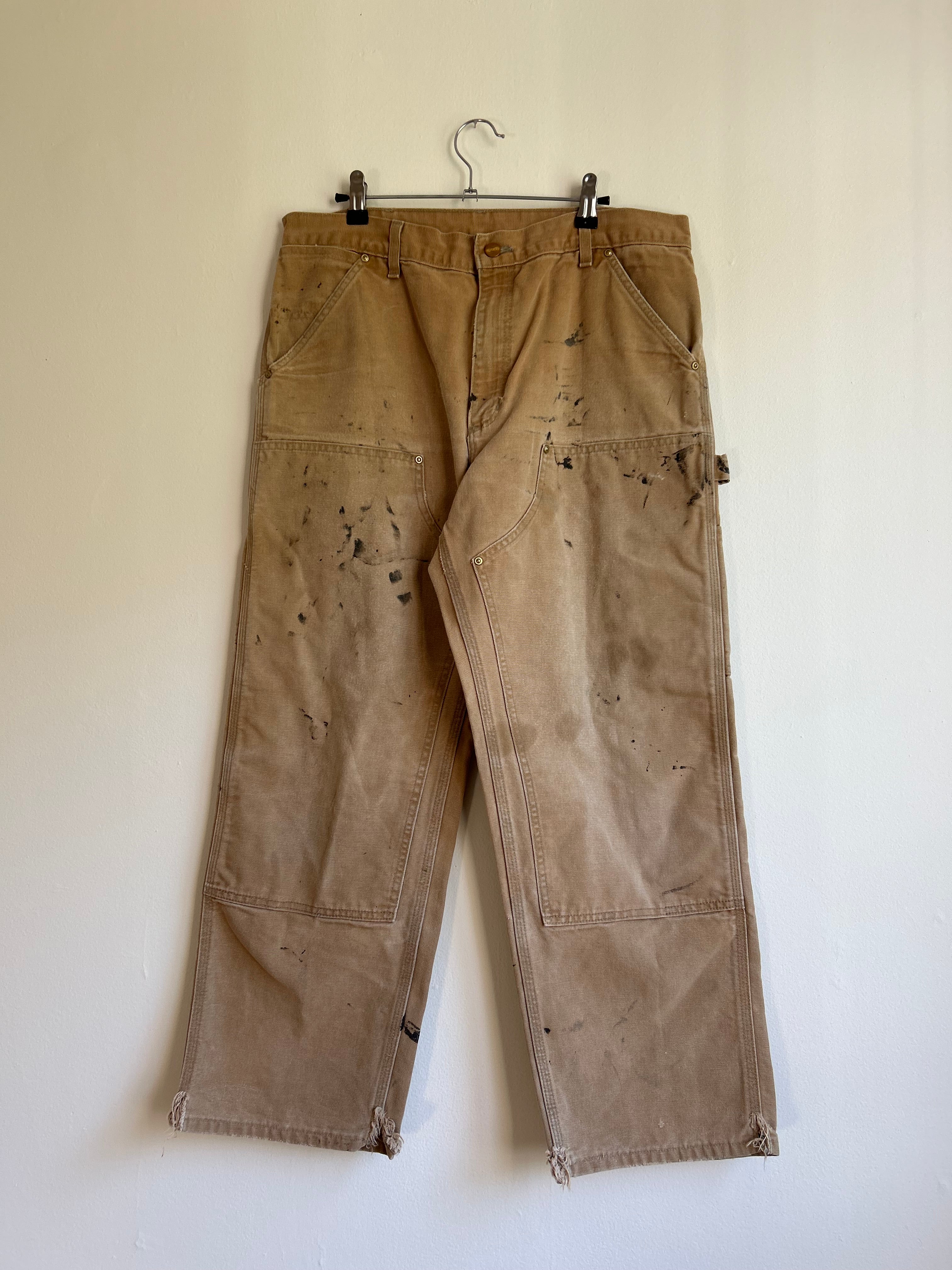 Tan  Paint-Stained Carhartt Double Knees